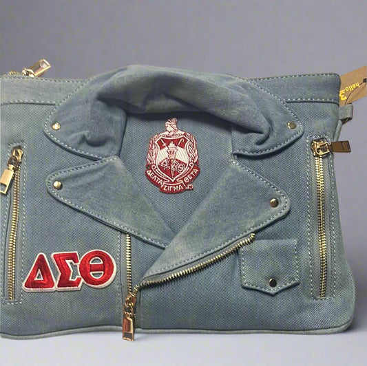 Denim Jacket Clutch | Delta Sigma Theta Style