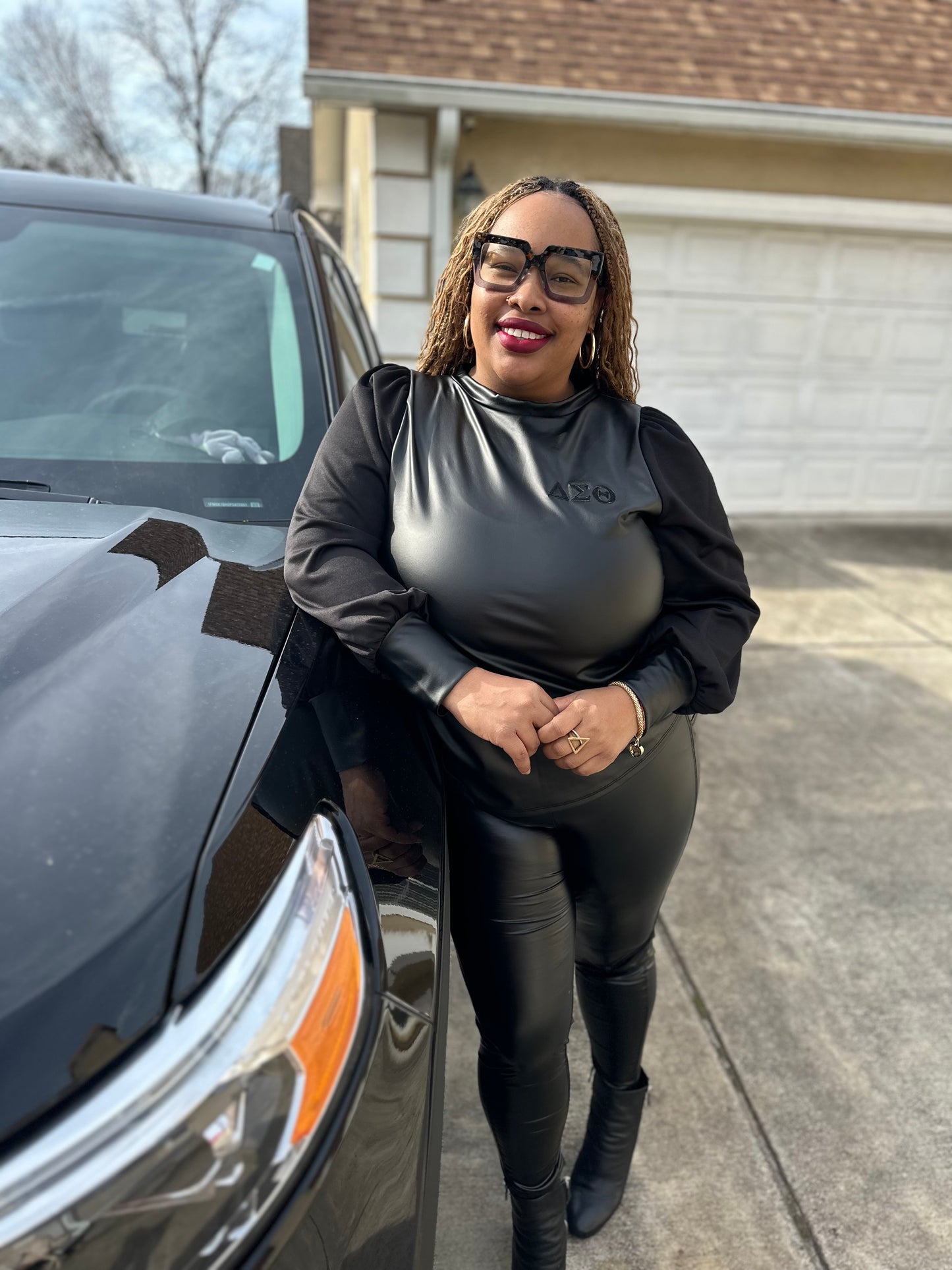Black Barbie DST Faux Leather Top
