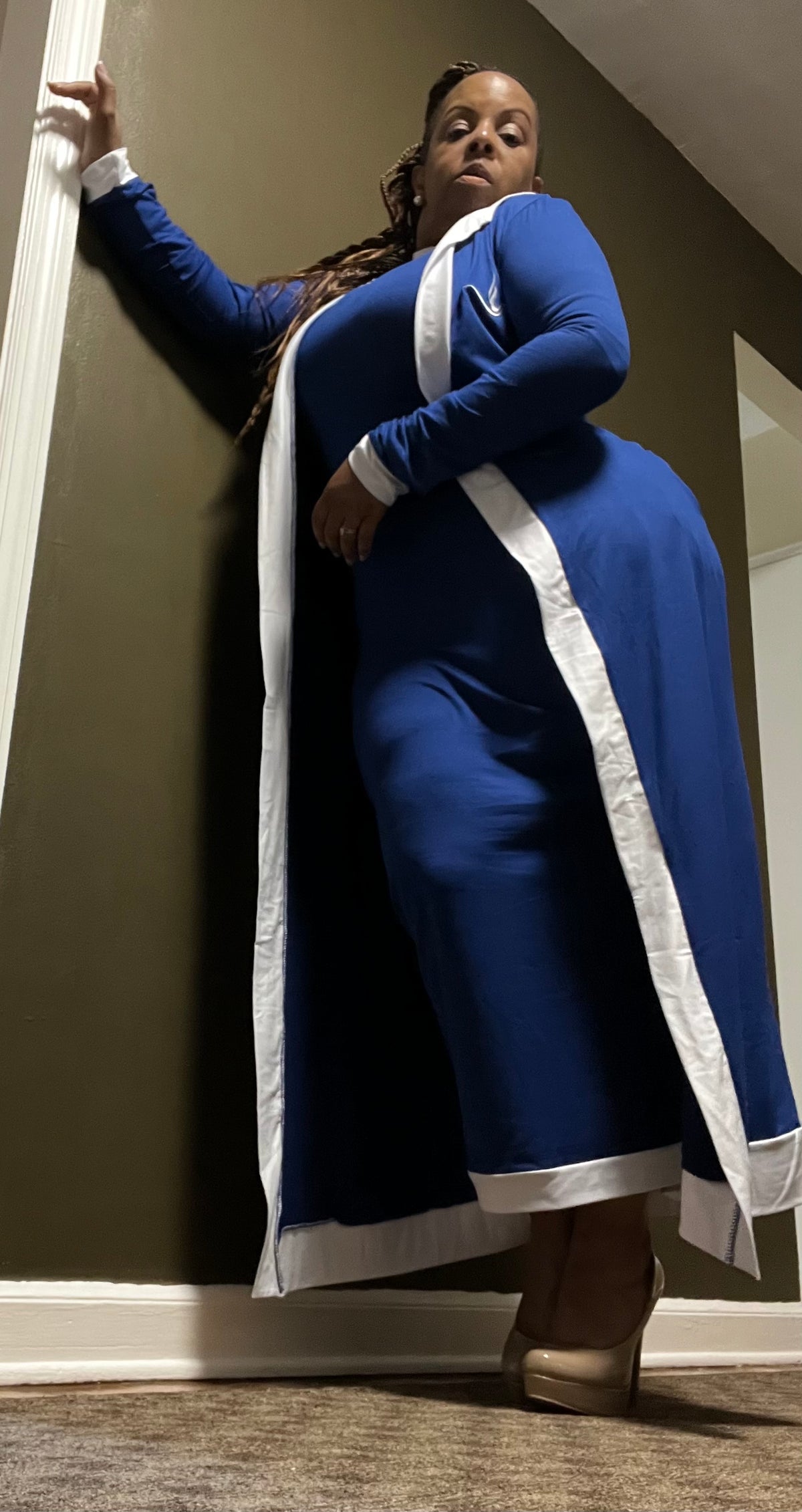 Get the Blue Riding Hood Dress Set, a two-piece duster and bodycon dress. True to US sizing, chic, comfortable, and final sale. Size up for a relaxed fit.