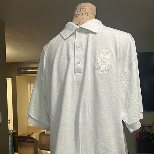 All White Sigma Polo with Crest