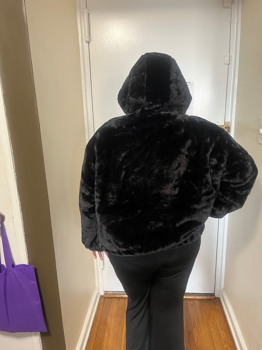 Black Beauty Fur Hooded Zip Up | Zeta Phi Beta