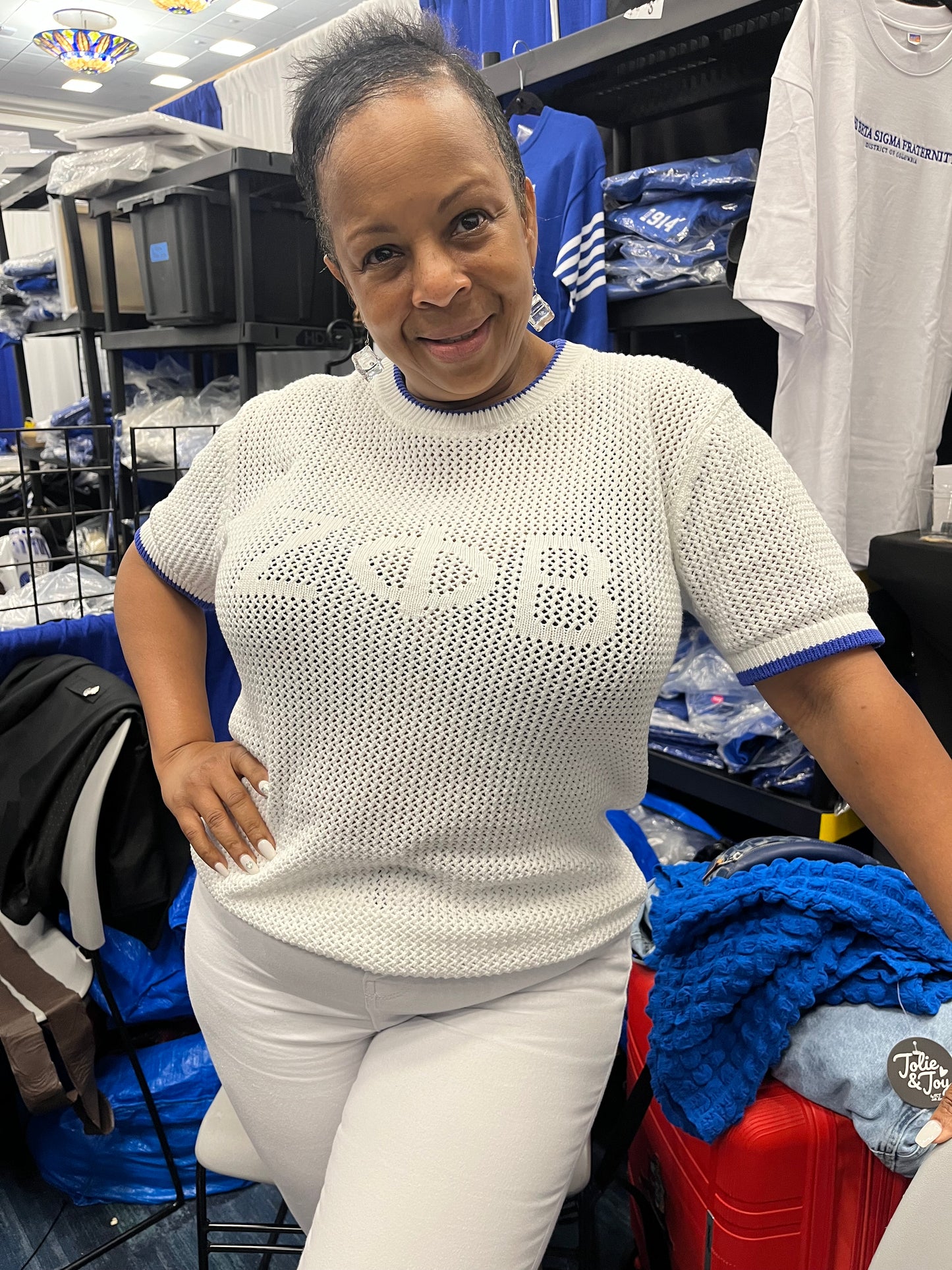 White Zeta Mesh Cable sweater
