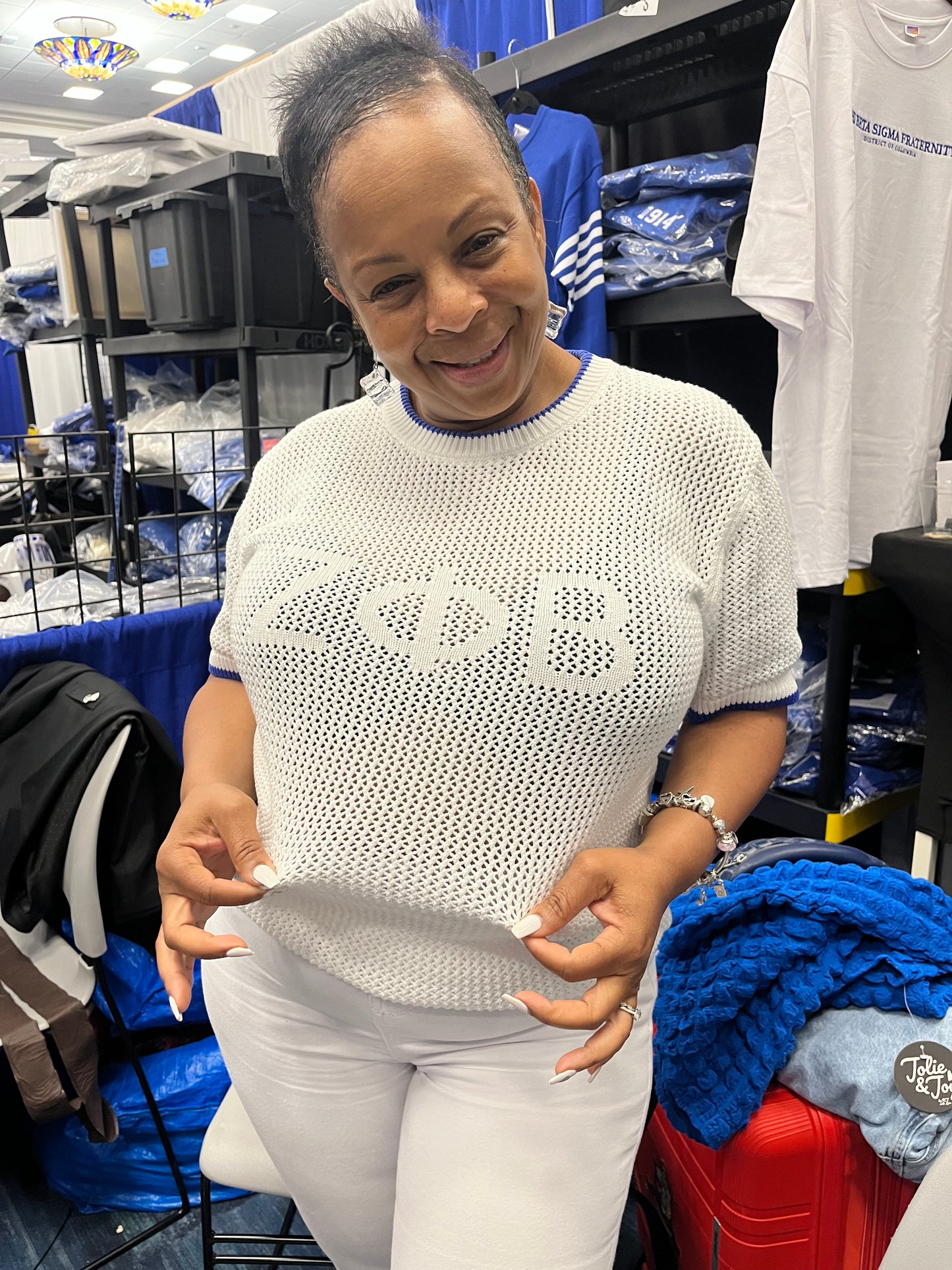 White Zeta Mesh Cable sweater