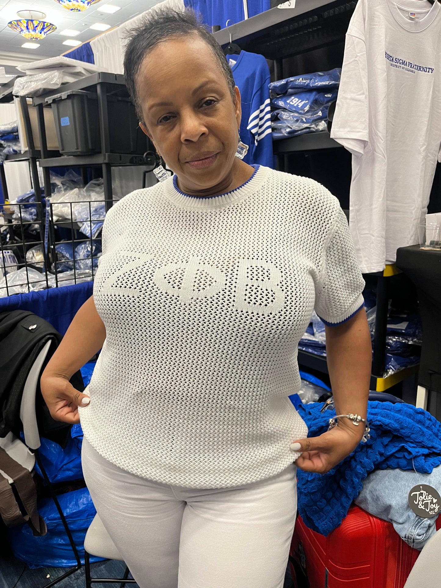 White Zeta Mesh Cable sweater