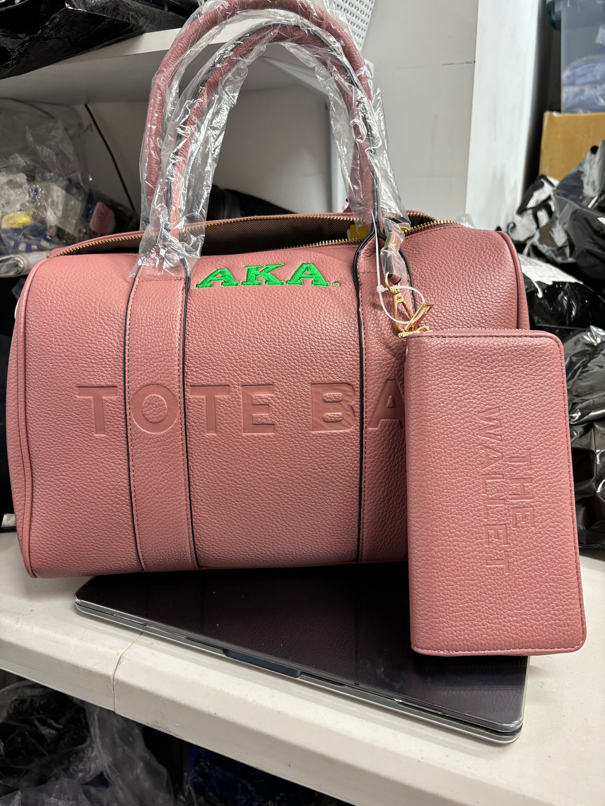 AKA®️ small leather carry tote purse with wallet