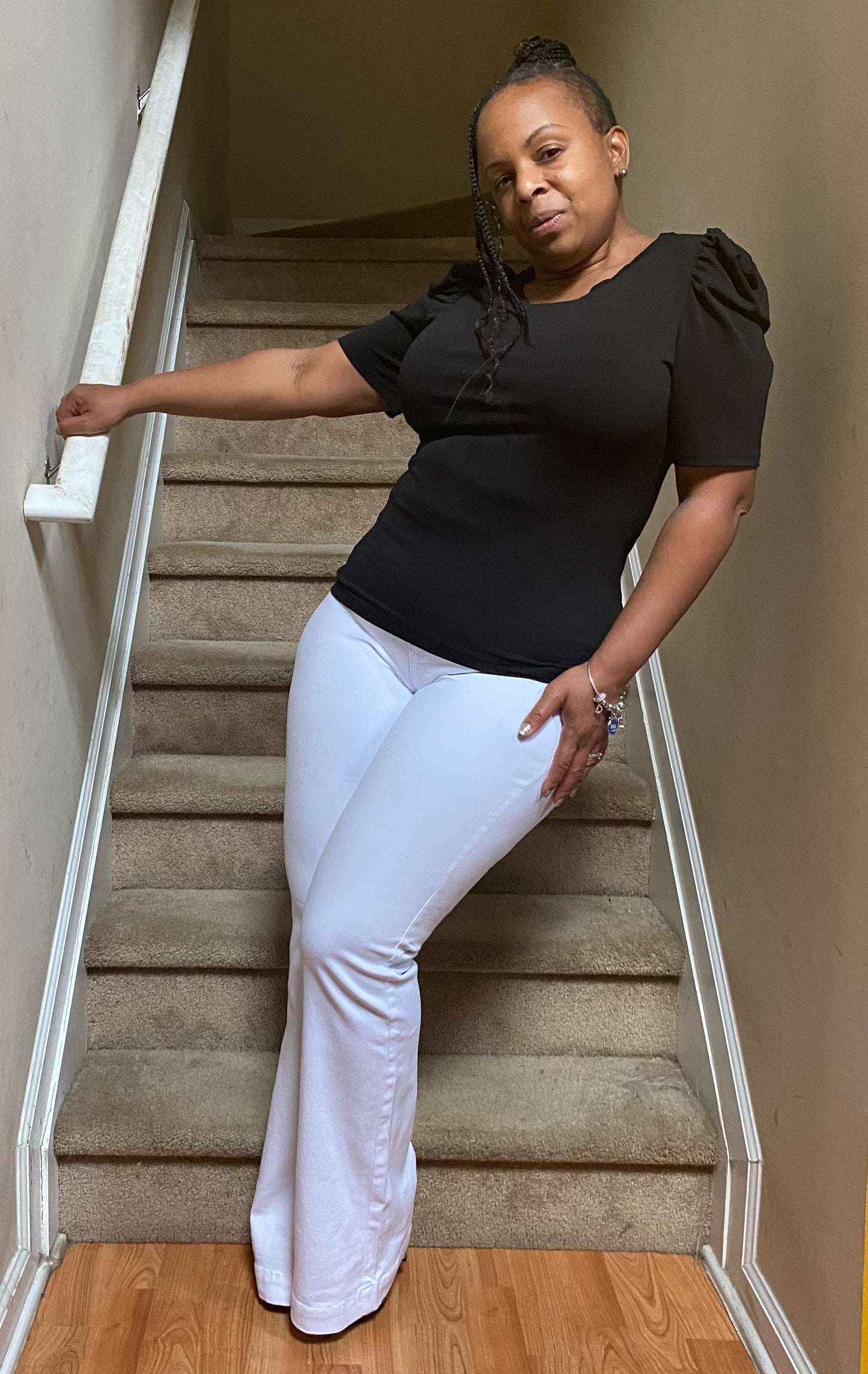 White Flare Denim Stretch Jeans