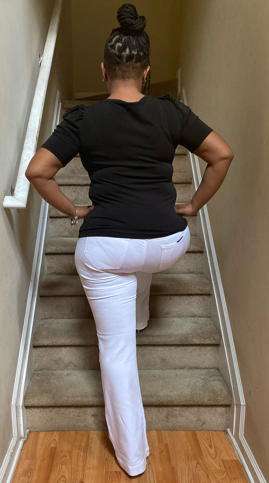 White Flare Denim Stretch Jeans