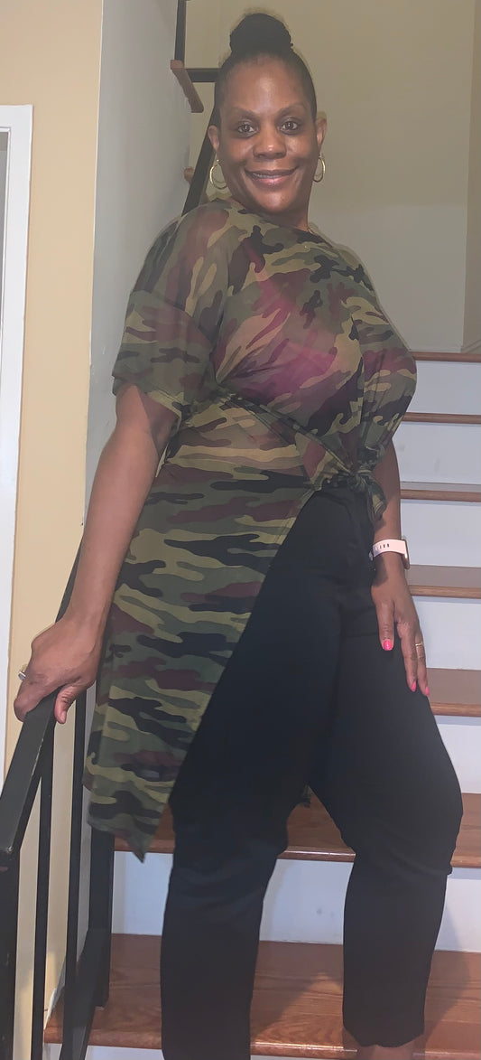 Sheer Camouflaged High Low Diva
