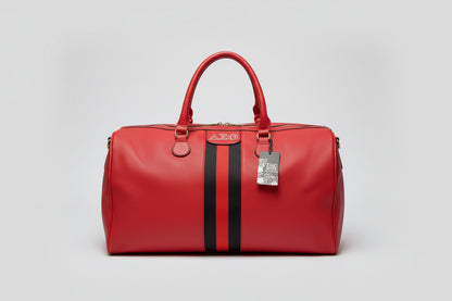 Red Delta Sigma Theta tote bag with black stripes