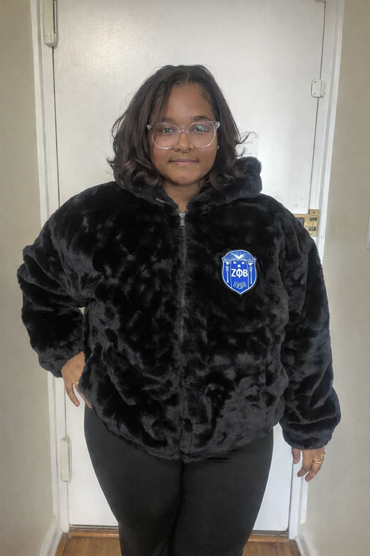 Black Beauty Fur Hooded Zip Up | Zeta Phi Beta