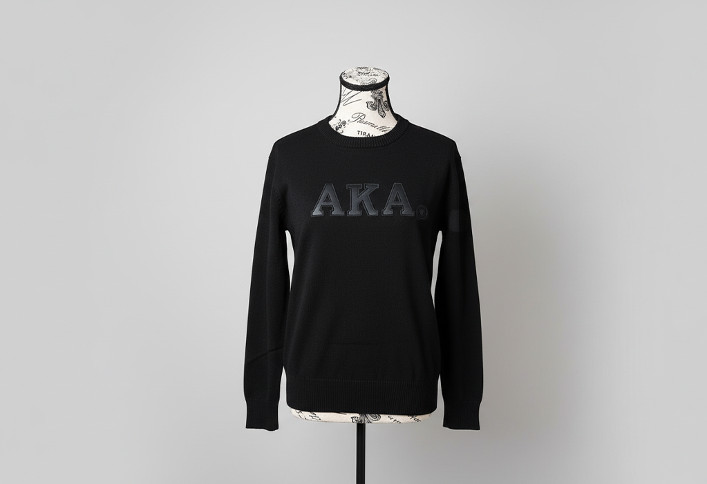 Leather Letter Blackout Sweater | Alpha Kappa Alpha