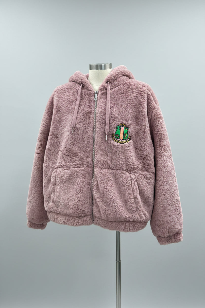 AKA Black Beauty Fur Hooded Zip Up | Alpha Kappa Alpha