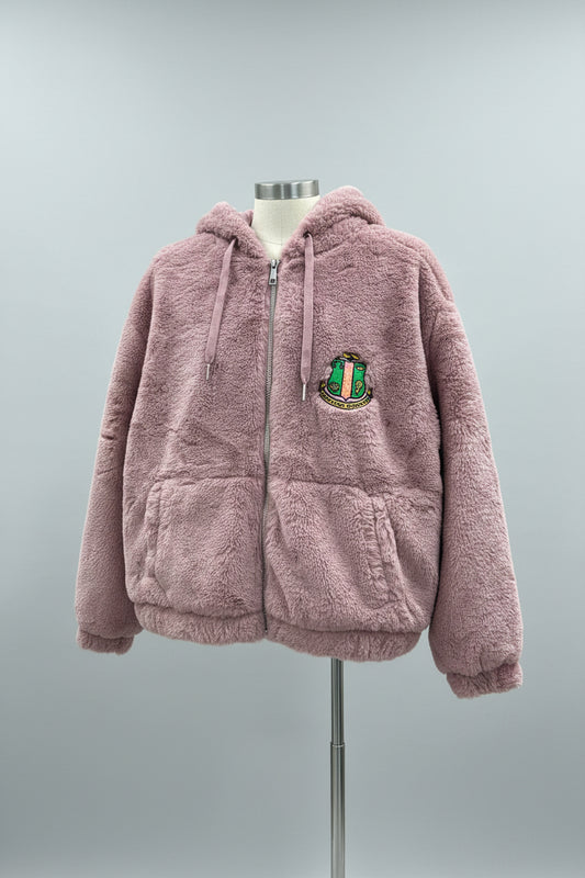 AKA Black Beauty Fur Hooded Zip Up | Alpha Kappa Alpha