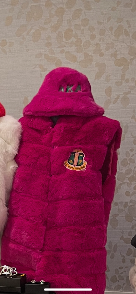 AKA Faux Fur Hooded Vest | Alpha Kappa Alpha
