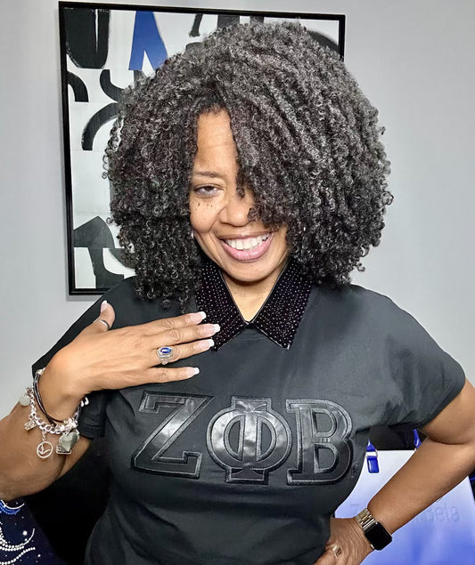 Blackout Leather Letter T-shirt | Zeta Phi Beta Inc.