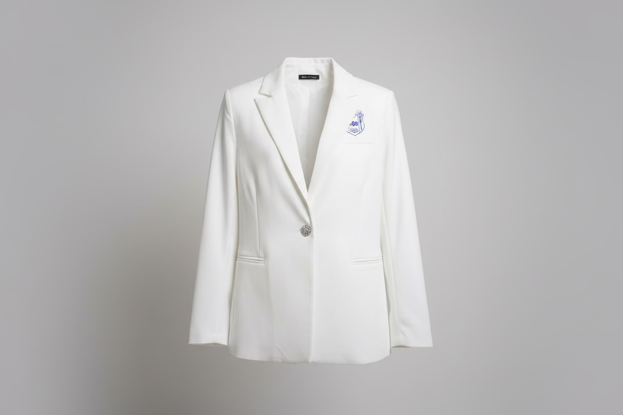 Peek-A-Boo Shield Pearl Button Blazer | Zeta Phi Beta