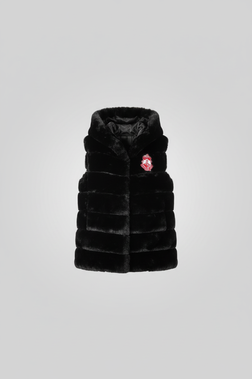 DST 3/4 fox fur hooded vest