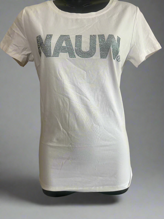 NAUW white tee with bling