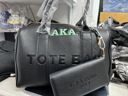 AKA®️ small leather carry tote purse with wallet
