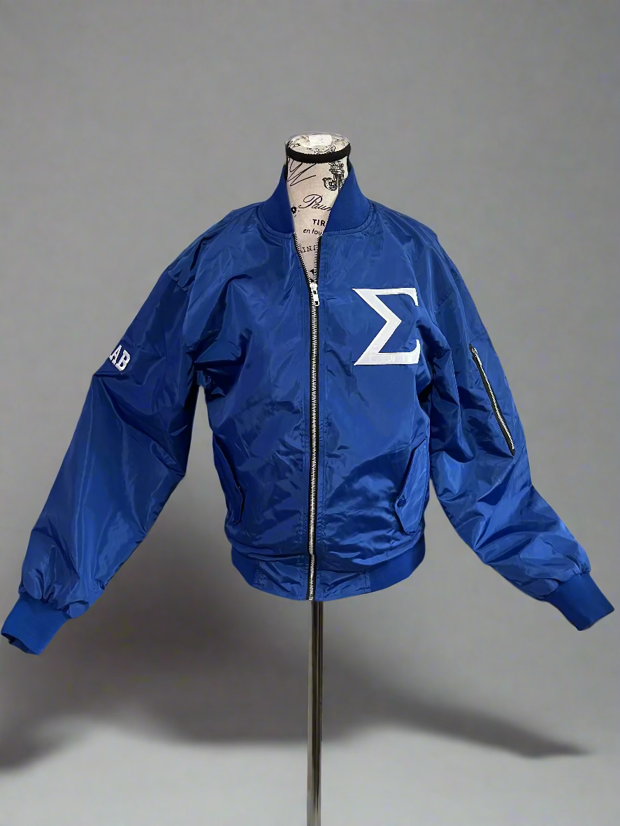 This Lightweight Flight Jacket delivers a sleek Sigma look with comfort you can wear year-round. Designed with signature Greek details on the sleeves and back for standout style. Finished with custom Phi Beta Sigma lining for the perfect final touch.