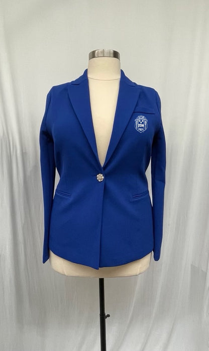 Step into elegance with the Zeta Phi Beta Pearl Button Blazer, crafted with love and designed to flatter your shape. Featuring a cinched waist, stunning cluster pearl button closure, and exceptional stretch, this blazer offers comfort without sacrificing style. Perfect for conferences, chapter events, or polished everyday looks. If you’re unsure, size up for the best fit. No refunds or exchanges.