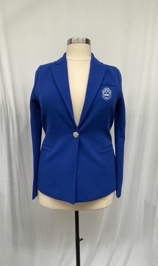 Step into elegance with the Zeta Phi Beta Pearl Button Blazer, crafted with love and designed to flatter your shape. Featuring a cinched waist, stunning cluster pearl button closure, and exceptional stretch, this blazer offers comfort without sacrificing style. Perfect for conferences, chapter events, or polished everyday looks. If you’re unsure, size up for the best fit. No refunds or exchanges.