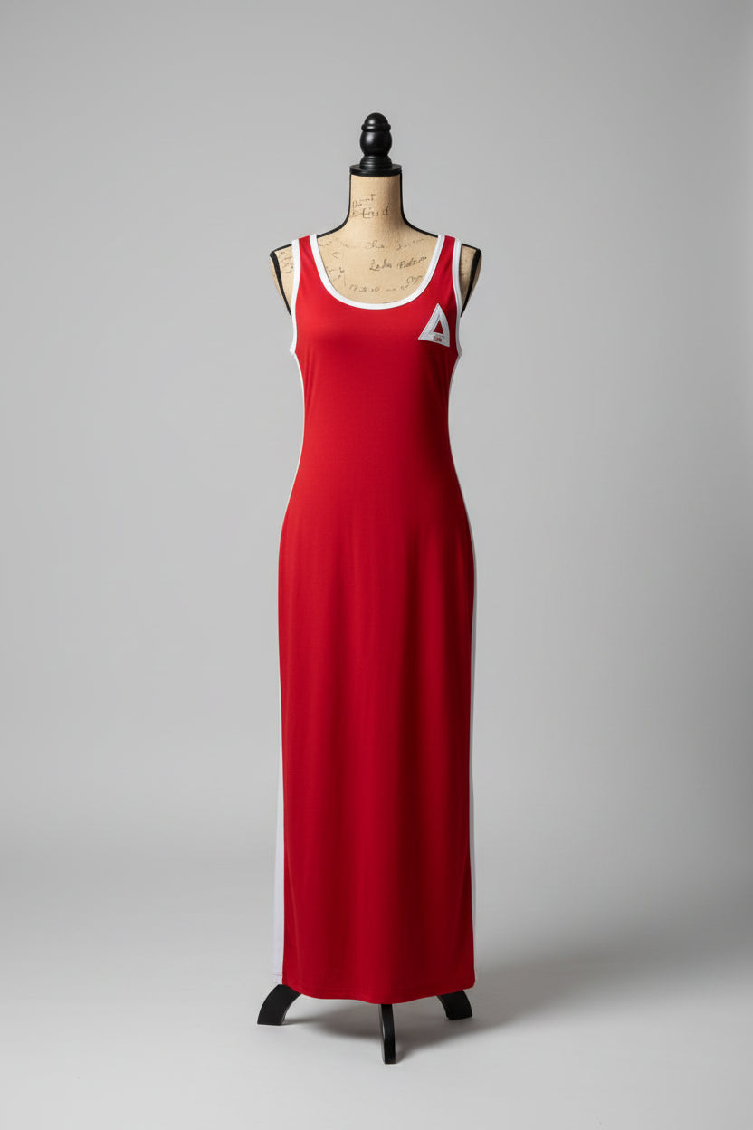 Make a bold Delta statement in The Danielle Delta Version, designed in rich red with clean white side stripes for a sleek, sporty look. Crafted from super-soft, high-stretch material, this dress offers amazing comfort while running true to size. Choose between two length options to match your height and get your perfect fit. Ideal for Soror events, conferences, or standout everyday style.