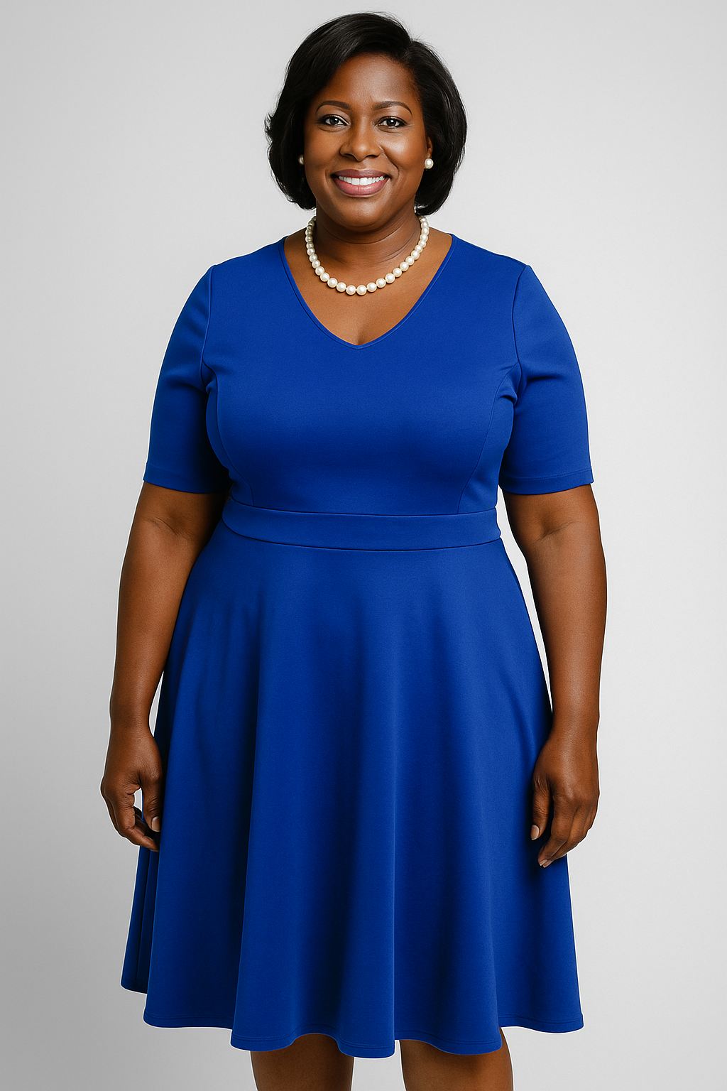 The Ebony dress offers a beautifully flattering semi–empire waist with an A-line design that suits every shape. Made from medium-weight scuba material, it smooths, holds, and forgives in all the right places. Finished with pockets and the Zeta Phi Beta shield over the heart.