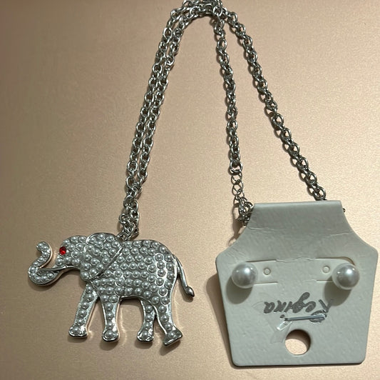 Pearled out Elephant chain and earrings