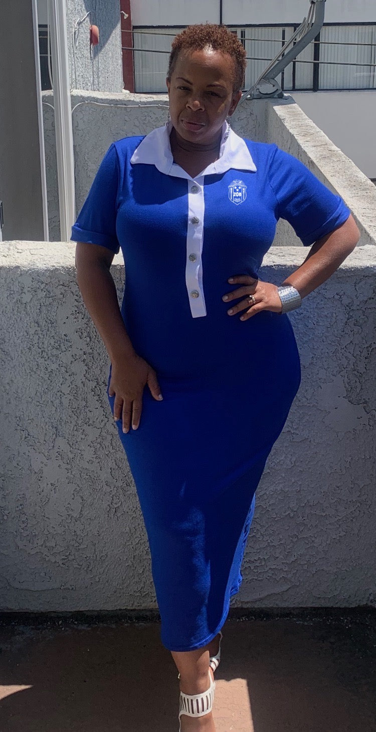 The Mz. Educated Dress | Zeta Phi Beta is a chic and classy midi-length dress designed to celebrate your curves with confidence. Crafted from a premium polyester-spandex French terry blend, it offers just the right amount of stretch for a smooth, comfortable fit. The dress features white trim on the sleeves (not shown in photos) for a clean, polished touch that enhances its sophisticated look. Perfect for chapter events, special occasions, or everyday wear, this dress runs true to size refer to the size cha
