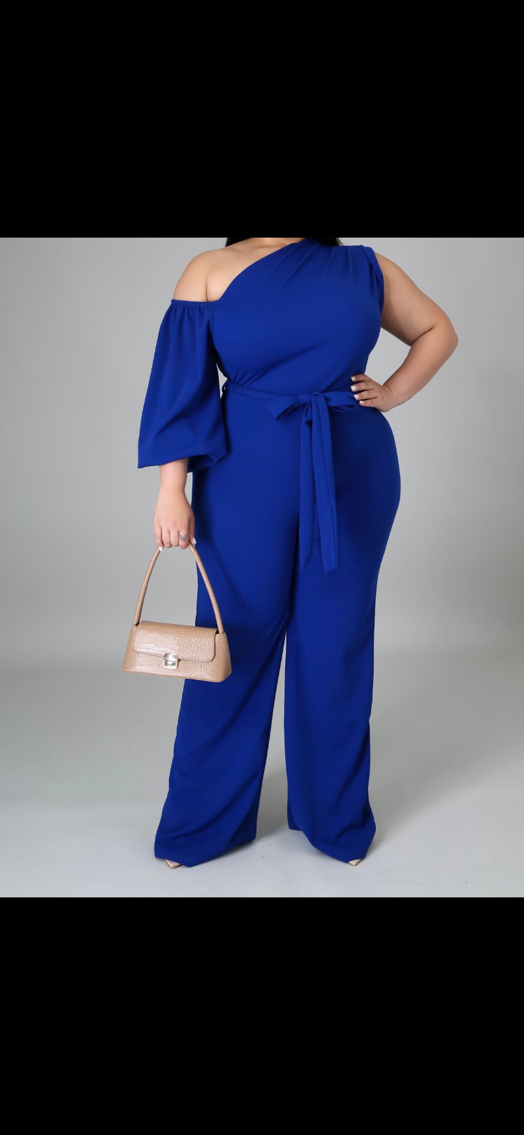One-piece jumpsuit with a stylish one-shoulder design and flattering stretch fit. Super comfortable, chic, and perfect for showing off your curves. Optional sorority shield customization available