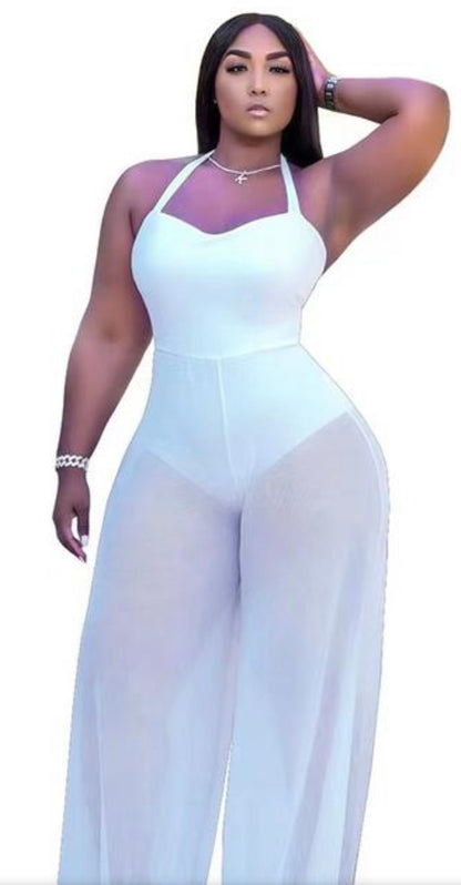 Turn every head with the Poolside Diva swimwear — a bold, curve-hugging halter design with sheer wide-leg pants that flow effortlessly. Available in white, red, and black.