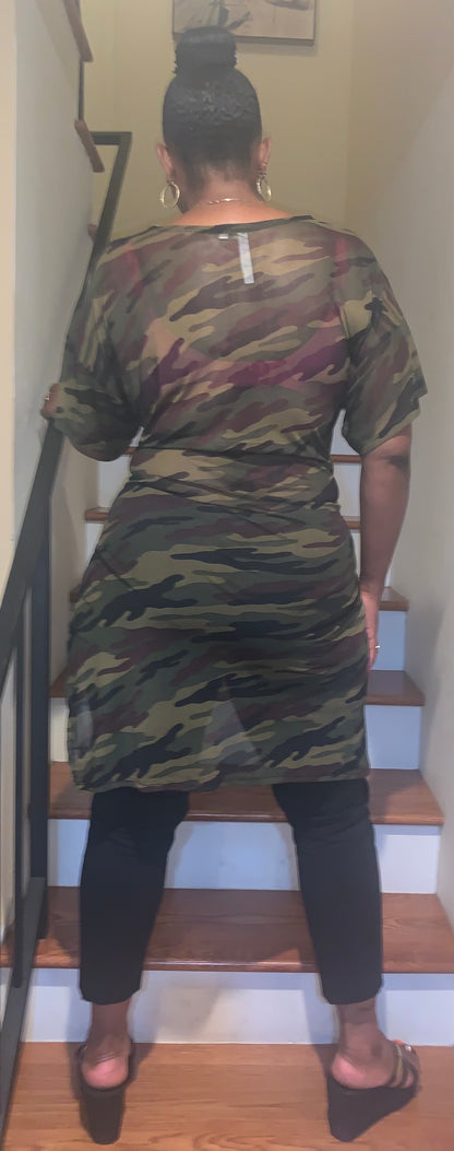 Sheer Camouflaged high low diva