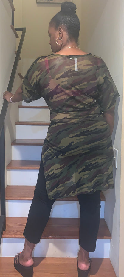 Sheer Camouflaged high low diva